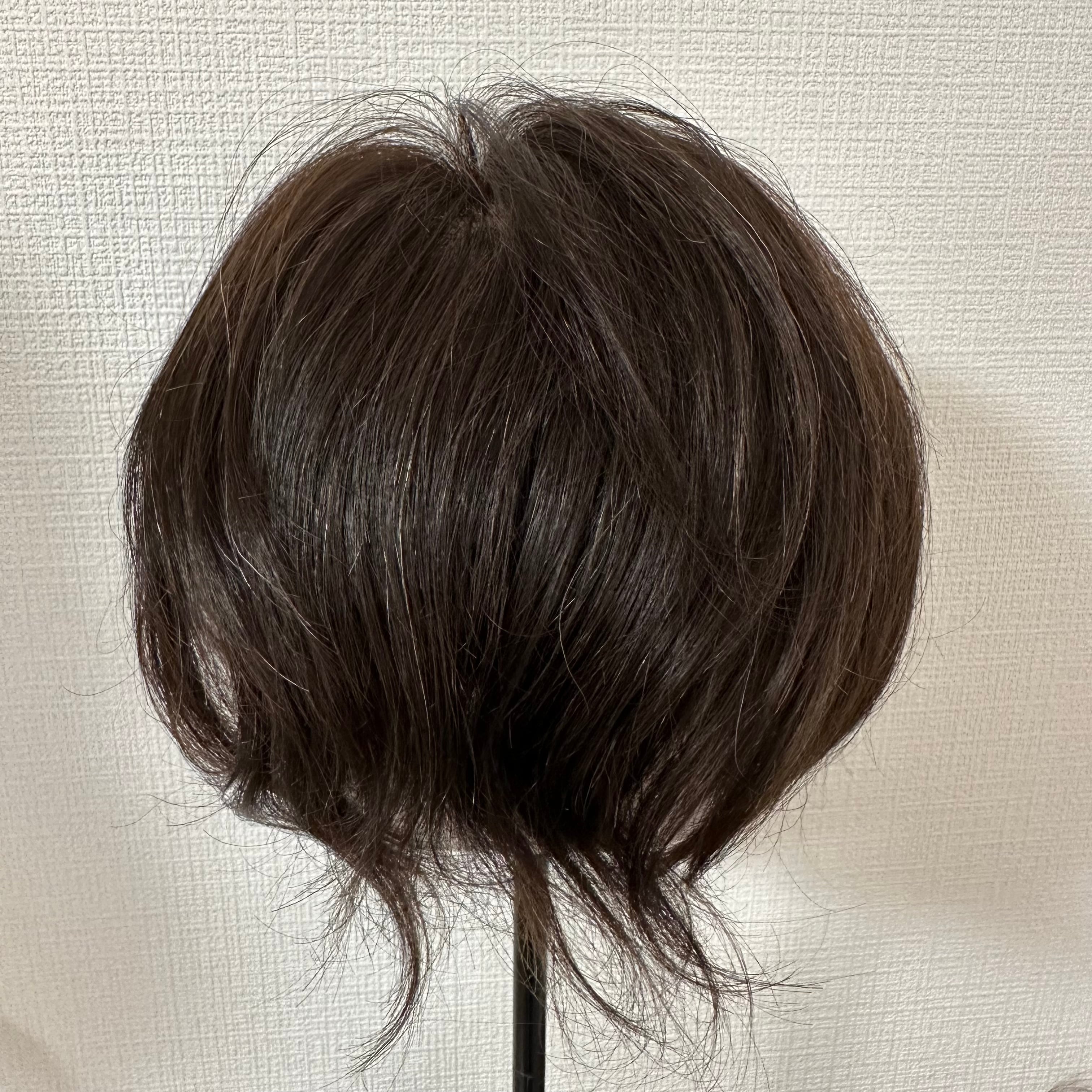 羽ピース (百合子ワイヤー付き) 未カット ダークブラウン系白髪10% 18×22cm