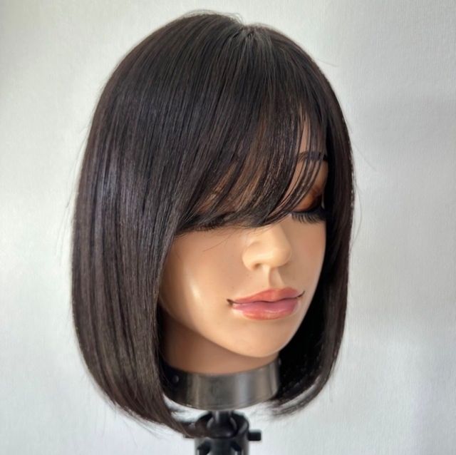 Lace Front "MIREI" Natural Black Pre-Styled 100% Remy Human Hair