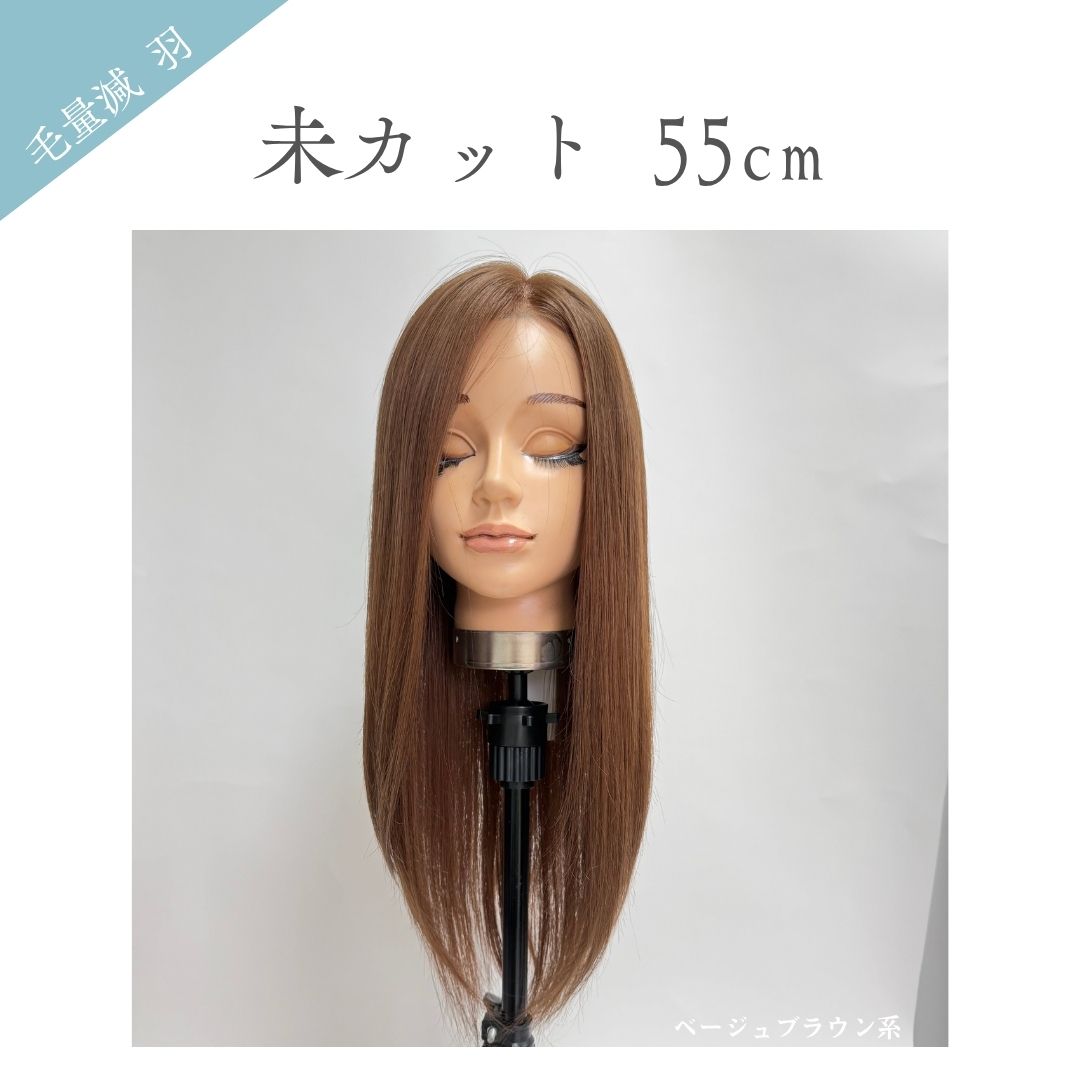 毛量減 羽ウィッグ 未カット 55cm 医療用全頭用ウィッグ